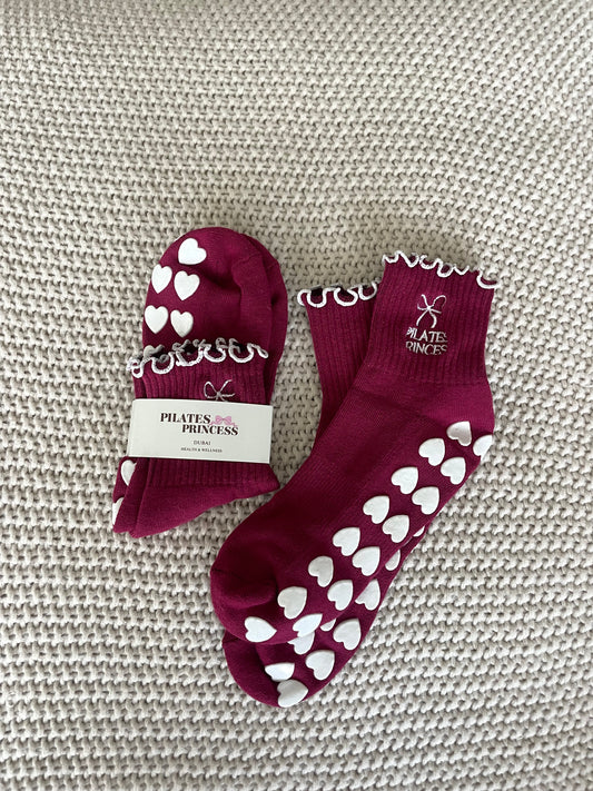 SUPER GRIP SOCKS BURGUNDY
